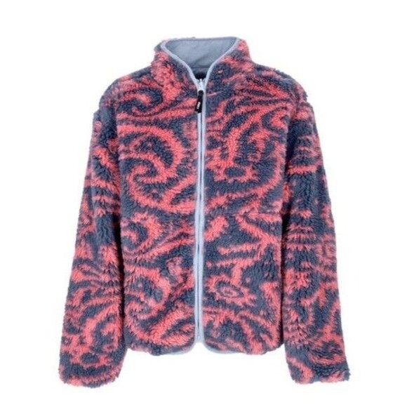 OBEY Jackets & Blazers - OBEY Teddy Bear Women's Aiden Sherpa Jacket Reversible Sweet Coral Multi Size XS